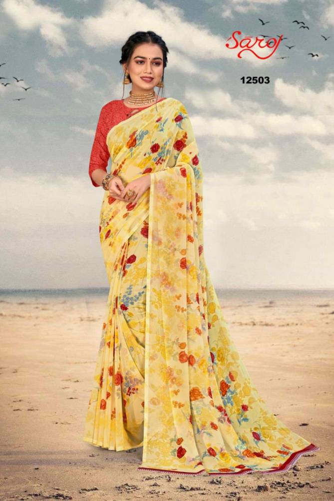 Saroj Spring 3 New Fancy Regular Wear Georgette Printed Saree Collection